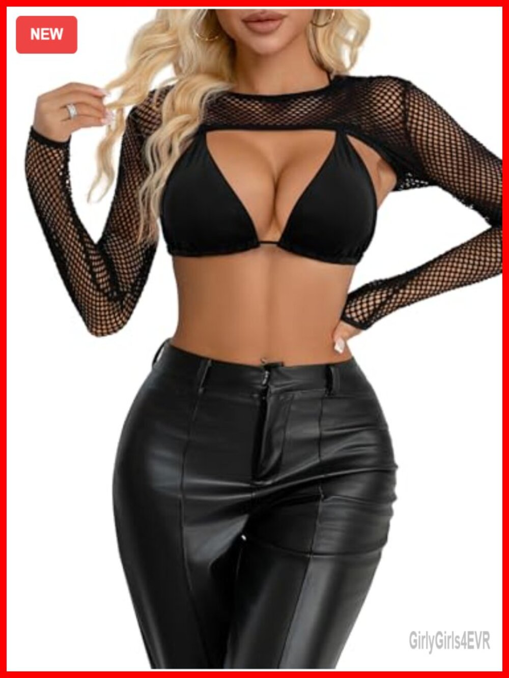 Fishnet Top Women Long Sleeve Mesh Crop Top Y2K Sexy Layering Top